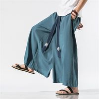 Pantalones para hombres hombres de pierna ancha para hombres joggadores de algodón retro pantalones sueltos hombre estilo chino lino masculino gran entrepierna nepal bata 220827