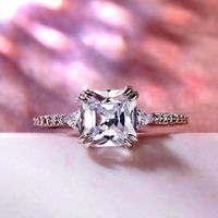 Wedding Rings Huitan Simple Low-key Square CZ Women For Engagement Cubic Zirconia Elegant Female Finger-ring Fashion Jewelry