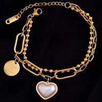 Bracelets de charme en acier inoxydable 3 coeur double couche pour femmes Tendance cadeau de mode bijoux WholesaleCharm