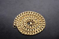 10mm men's necklace grinding chain 6 sides grinding ultra wide punk 18K Gold Plated 60cm