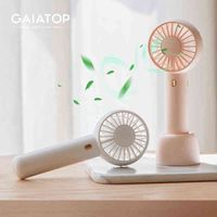 GAIATOP Rechargeable Portable Handheld Mini Fan Powerful Cooling Fan 3 Speed Adjustment Dual Motor with Base for Outdoor Travel Y220418