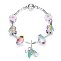 16-21CM Fashion rainbow Charm Bracelet 925 Silver plated Bracelets Royal Crown Accessories Crystal Bead Diy Wedding Jewelry with b299V