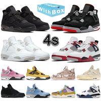 With box mens basketball shoes authentic jumpman 4 white oreo cement blackcats military black royal blue fire red thunder breed new bred designer sneakers trainer