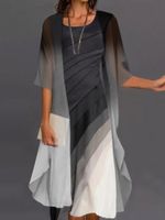 Robes décontractées Automne Style moyen de la longueur pour femmes Polyester 2022 Fashion Imprimé rond Coule grand swing pull ople