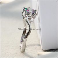 Band Rings Jewelry Ring Jew 4Ct Genuine Rainbow Mystic Topaz 925 Sterling Sier For Women Engagement Gemstones 1166 T2 Drop Delivery 2021 Uk4