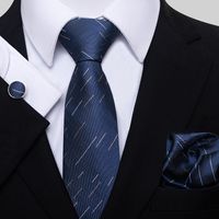 Corbata Para Hombre ajustada Set Pañuelo Bolsillo Cuadrado Boda Lote De Poliéster causal Skinny 
