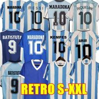 Retro 1986 Jersey de futebol Maradona Caniggia 1978 1996 Camisa de futebol Batistuta 1998 Riquelme 2006 1994 Ortega Crespo 2014 2010 Argentina Simeone Zanetti 2000 2001