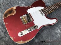 Kinesisk elektrisk gitarr TL Metallisk röd färg Alder Body Maple Neck Handgjorda Heavy Relic