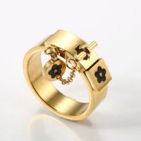 Fashion Lucky Flower Charm With Chain Ring Gold Sliver Stain...