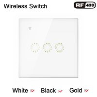 Smart Home Control 433MHz RF Remote Switch,Glass Panel Wireless Switches Works With Main RF433 Switch Light Curtain Switch