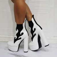 Boots Fashion Waterproof Platform Flame Thick High Heel