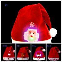 Led Kids Christmas Hat Xmas Adult Mini Red Santa Claus Deer Party Decor Christmas Caps Christmas DXmas Snowflake Crochet Hats