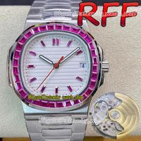 eternity Hip Hop Watches RFF Custom version 5711 Cal.324 S C Automatic Iced Out T Ruby Diamond inlay Bezel White Texture Dial Mens275H