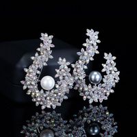 Pinos broches simples elegantes pérolas cinza rianbow flor flor para mulheres luxuros prata cor de zircão de zircão geometria rocha de segurança pinspins
