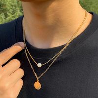Pendant Necklaces Double Layer Stack Wear No Pattern Necklace Hip Hop Snake Bone Chain String Pearl Men Featured Holiday Gift Accessories