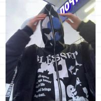 Sweats à capuche féminine Sweatshirts Hip Hop Skeleton Graphic Imprimé Goth Hoodie Harajuku Punk Zip Up Surdimensize Coat Y2k Man Jacket Men Topswomen's