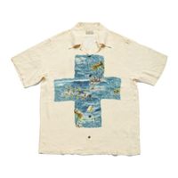 Herren lässige Hemden übergroße Kapitalhemd Männer Frauen Hawaiian Surf Cross Print Top Tees Streetwear Bekleidungsmänner's