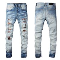 Jeans jeans ginocchio strappato magro magro per ragazzi che indossano motocicly jeans galline che allungano moto in difficoltà maschio vestito alla moda cerniera dritta dritta con foro blu blu