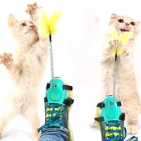 Cat Toys 1pcs Teaser creativo de primavera Toy Interactive Fun Foot Control Wand Supplies Favor Kitten