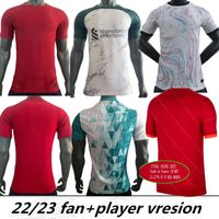 2023 Jerseys jogador de futebol Versão Home Red 2022 Versão dos fãs Luis Diaz Away Terceiro Kit Kids Top Tailândia Mohamed Goalkeeper Football Shirts 2022 Final