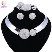 New Luxury Maxi Women Bijoux Jewelry Crystal Statement Alloy Necklaces Collar Choker Bib Pendants Jewelry Set Necklace Ring2417