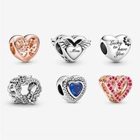 925 sterling silver charm beads love family mother charm rose gold suitable for pandora bracelet ladies DIY jewelry293S