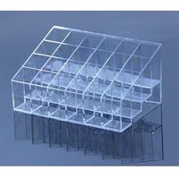 Whole- Plastic Clear Trapezoid Lipstick Holder 24 Square Grid Cosmetic Box Brush Stand Rack Tidy Organizer287O