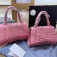Womens Fashion Bbalencigasbags Handbags Bags Designer Hourglass Totes Brand Women Leather Crocodile Rose Pink Color Shoulder Hand Ladies Girls U8RV