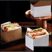 Packing Paper Office School Business Industrial Kraft Sandwiches Wrap Box Thick Egg Toast Bread Breakfast Packaging Boxes Burger Teatime T