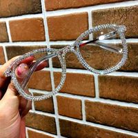 Gold Diamond Cat Eye Sunglasses for Women Brand Designer Sha...