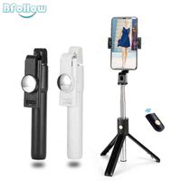 BFOLLOW 4 in 1 Selfie Stick with Tripod Bluetooth Mirror Handheld for iPhone Huawei Shoot Video Call Meeting Stand G220326