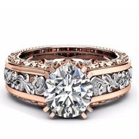 Whole-Gold Filled Luxury Jewelry 14KT White&Rose Gold Round Cut Big Multi Color Topaz CZ Diamond Pave Party Women Wedding Band270S