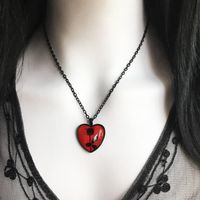 Pendant Necklaces Black Rose Necklace Red Heart Glass Cameo Gothic Victorian Romantic Valentine Gift Idea JewelryPendant