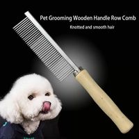 Dog Grooming Greener Wooden Handle Pet Cat Dog Stainless Steel Double-Sided Comb Detangling Deshedding Tool