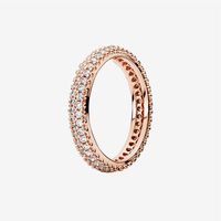 Rose gold plated Elegant Pave Band Rings Women's cz diamond Wedding Jewelry for Pandora Real 925 Silver Crystal Ring with Ori2333