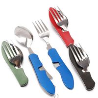 4 In 1 Utensil Spoon Fork Knife Tableware Set Stainless Mult...