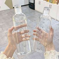 500/750 ml Bouteille en verre de grande capacité avec couvercle de marqueur temporel pour les boissons à eau jus de lait transparent Cup simple cadeau d'anniversaire Y220428