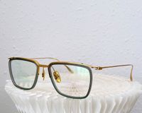 Square Eyeglasses Frame 106 Clear Green Liner Gold Accent Wo...