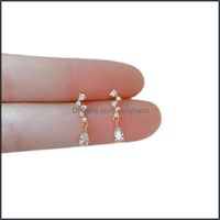 Hoop Hie Earrings Jewelry Plated 14K Gold Micro-Inlaid Zircon Small Sparkling Crystal Women Fashion Party Accessories 681 Z2 Drop Delivery