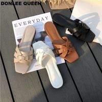 Donlee Queen Women Brand Pantoffeln Sommerrutschen offen Zeh Flat Casual Schuhe Freizeit Sandale weibliche Strandflip Flops große Größe 41 220507