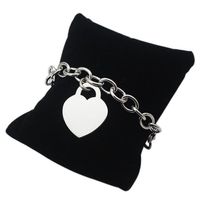 Famosas pulseras de la cadena de marca Link Love Heart Link Chain Chunky Bracelets Bangles for Women Men puede ser grabado Nombre ON327i