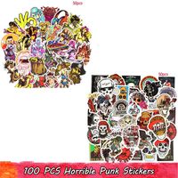 100 PCS Horrible Punk Skull Waterproof Vinyl Stickers Pack for Teens Adults to DIY Phone Laptop Water Bottle Luggage Scrapbook Bik257e