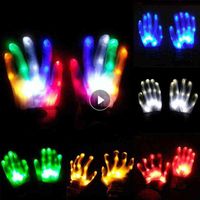 Pair LED Halloween Glowing Gloves Lightup Dance Party Flashing Glove Christmas Decor Luminous Hand Finger L220601