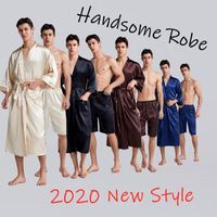 Men' s Sleepwear Satin Robe Men With Pants Silk Set Poly...