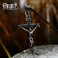 Naszyjniki wiszące Beier 2022 Creative Design Jesus Cross for Men Punk Hip Hop Skull Chrześcijańska biżuteria hurtowa