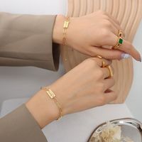 Bağlantı zinciri hassas kare harfli basılı para kolye bileziği kadınlar için paslanmaz çelik altın bağlantılı cazibe bilezikler hediyelink