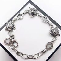 2021 fashion Link Chainhop domineering tiger head bracelet old style vintage antique silver high-quality belt box296x