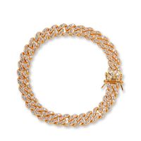 Iced Out 8MM Gold Silver Iced Out Cuban Link Bracelet Copper Material Clasp Chain Bracelet 7 8 inches250i