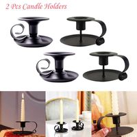 Candle Holders 2Pcs Vintage Iron Taper Holder Black Round Ca...