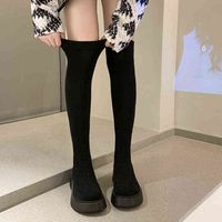 Rimocy 2022 Winter Autumn Women Platform Over the Knee Boots Stretch Joots Joots Long Boots Woman On Scay Bottom Shoes Y220706